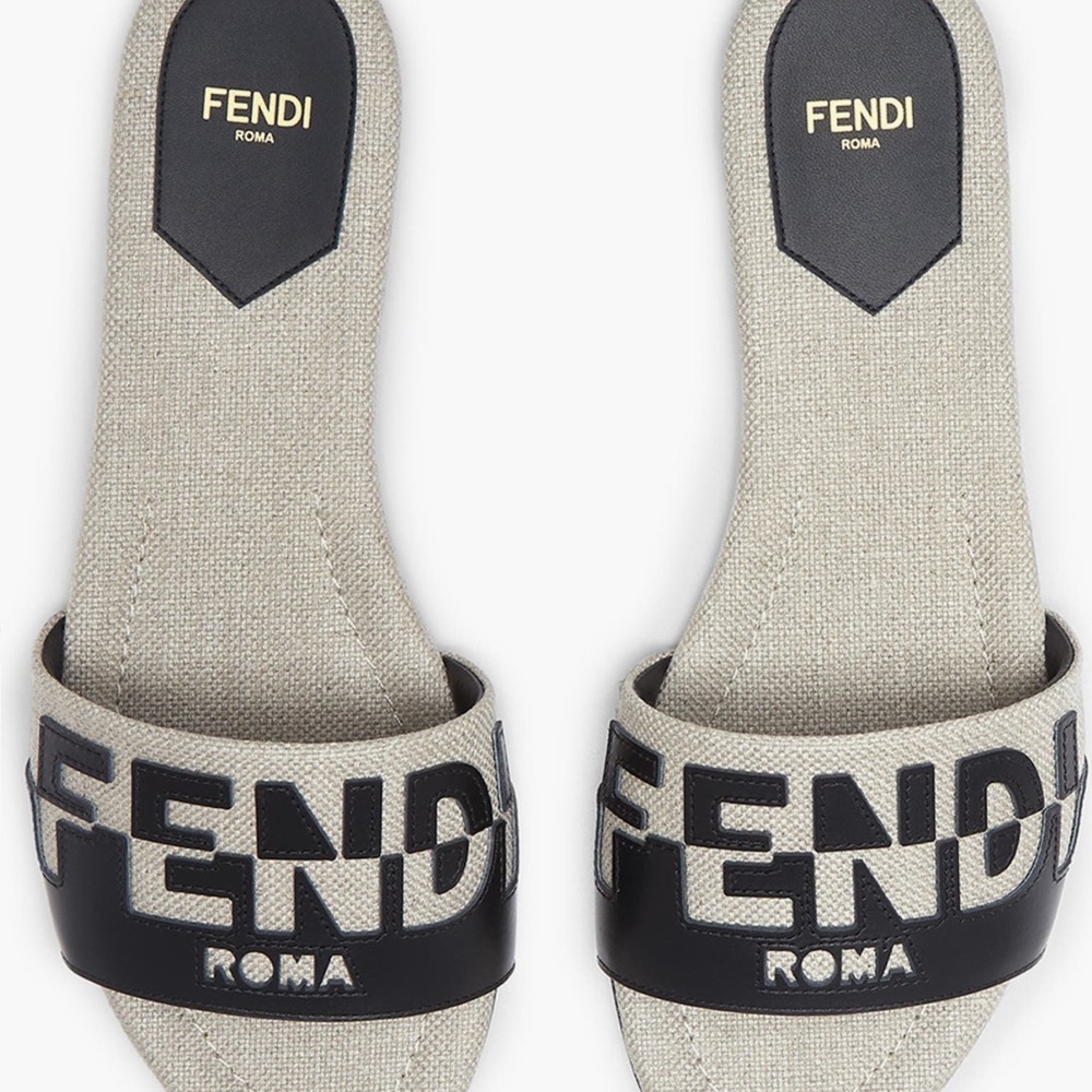 Fendi Bicolor Logo Slide Sandal